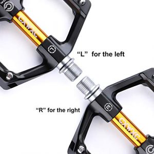 CXWXC Road/MTB Bike Pedals - Aluminum Alloy Bicycle Pedals - Mountain Bike Pedal with Removable Anti-Skid Nails (Black-Orange)