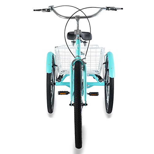 SLSY Adult Tricycles Single Speed, Adult Trikes 20/24/26 inch 3 Wheel Bikes, Three-Wheeled Bicycles Cruise Trike with Shopping Basket for Seniors, Women, Men.