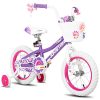 JOYSTAR 12 inch Kids Bike for 2 3 4 Years Girls, Kids Bicycle with Training Wheels & Basket & Streamer Toddler Girls Bike Ages 2-4 Purple