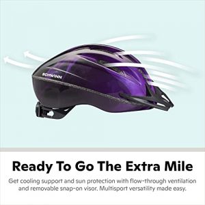 Schwinn Intercept Bike Helmet, Easy Adjustable Dial For Custom Fit, Adult, Purple