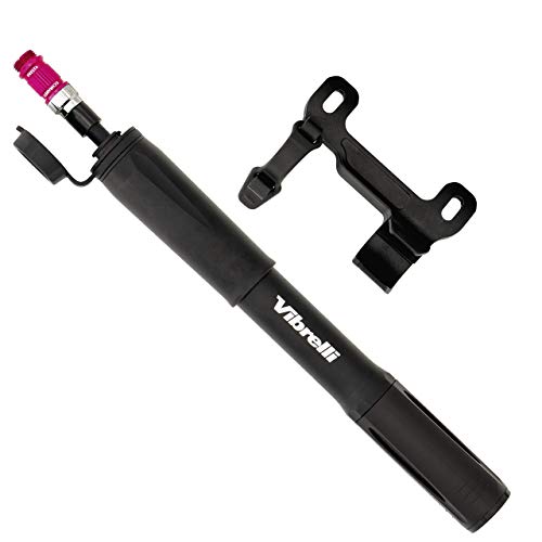 Vibrelli Mini Bike Pump with Gauge - Presta & Schrader - Accurate High Pressure 110 PSI - Portable Bicycle Pump for Road, Mountain, BMX Bike Tires - Mounting Bracket Included