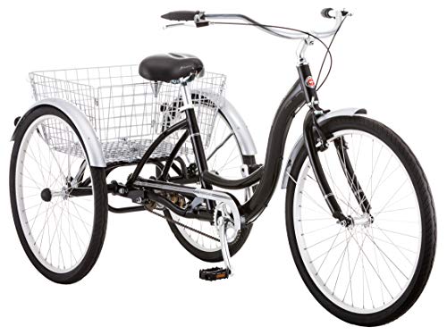 Schwinn Meridian Adult Trike, Three Wheel Cruiser Bike, 1-Speed, 26-Inch Wheels, Cargo Basket, Black