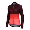 Protective Heat-regulating Women's MTB Cycling Long Sleeve Jersey for Autumn/Winter - Crafted with Recycled Material Deep Red