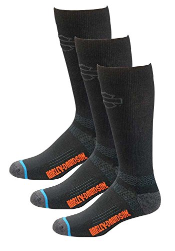 Harley-Davidson Men's Comfort Cruiser Wicking Riding Socks D99203170, 3 Pairs