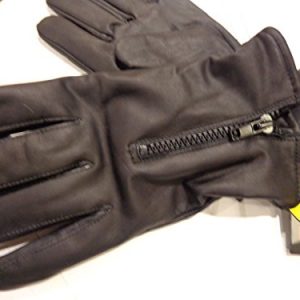 Shaf MEN'S MOTORCYCLE BUTTER SOFT LEATHER DRIVING GLOVES WITH ZIPPER LINED WARM, Blk, Large