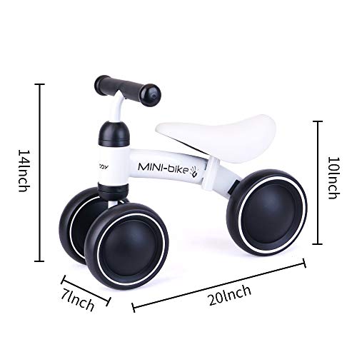 Baby Balance Bikes Bicycle for 1-2 Year Old Girl/Boy, Cycling Toy for Gifts Ride on Riding 1st First Birthday Mini Kids White