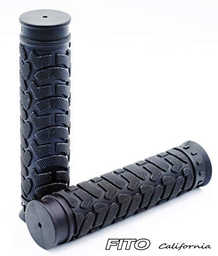 Fito Rubber Handlebar Grips - Black, Length: 130mm, Handlebar Diameter: 22.2mm(7/8"), for Beach Cruiser Bike, Fixie Fixed Gear Bike, Road Bikes, BMX Bikes, Mountain Bicycles Handle bar.