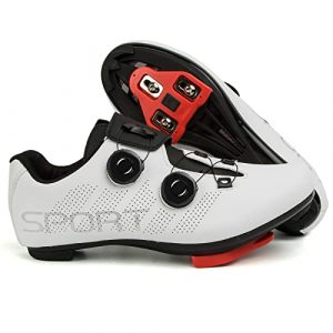Cycling Riding Shoes Men Women with Delta Cleat Set Compatible with SPD for Indoor & Outdoor Road Racing Lock Pedal Bike White
