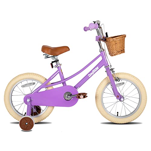 JOYSTAR 14 inch Kids Bike for Toddlers 3-5 Years (39"-47") Girls, Girls Bike with Training Wheels & Basket, Kids' Bicycle Purple