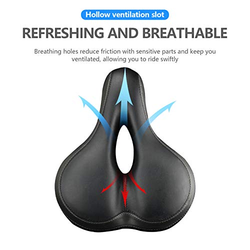 SYKJDM Comfortable Bicycle Seats, Universal Bicycle Saddles, Shock Absorption Memory Foam Bicycle Cushions, Breathable Bicycle Seats for Men and Women with Tail Lights and Reflective Strips.