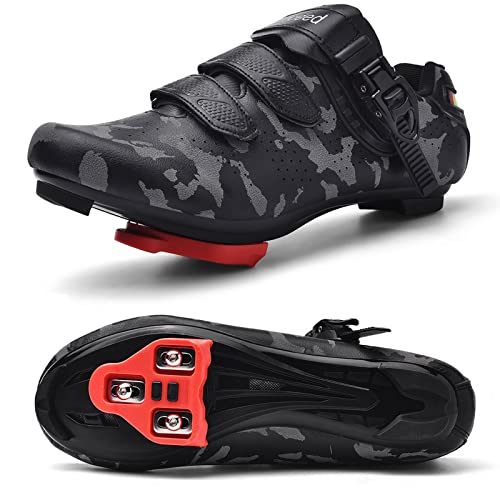 Mens Road Cycling Riding Shoes Indoor Bike Shoes Compatible Cleat SPD Shoes Outdoor with Delta Cleats
