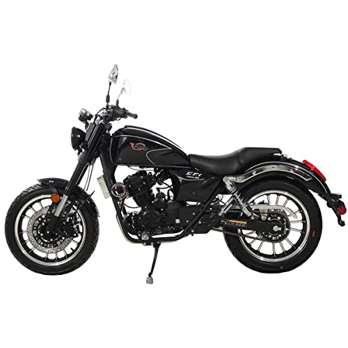 X-PRO Falcon 250 EFI Fuel Injected Motocycle 6 Speed Manual Transmission, Big 17" Wheels! Assembled in Crate (Black)