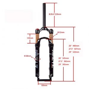 Bolany MTB Fork Mountain Bike Suspension Fork，26/27.5/29 inch Air Mountain Bike Suspension Fork Suspension MTB Gas Fork 100mm Travel Straight/Tapered Tube Bicycle Front Fork(29, Straight-Manual)