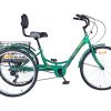 Ey Upgraded Adult Tricycle,3 Wheel Bike Adult,Three Wheel Cruiser Bike 24 inch 26 inch Wheels Option,7 Speed,Wide Handlebar,Pedals Forward for More Space,26Inch Wheel,Blackish Green