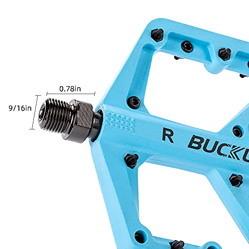 BUCKLOS Mountain Bike Pedals Flat MTB Pedals, Lightweight Nylon Fiber Road Bike Pedals Non-Slip, Durable 9/16” Sealed Bearing Bicycle Platform Pedals for BMX MTB Cycling