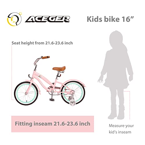 ACEGER Girls Beach Cruiser Bike, 16 Inch and 20 Inch Bike for Kids 4-9 Years Old(Coral Pink,20 inch)