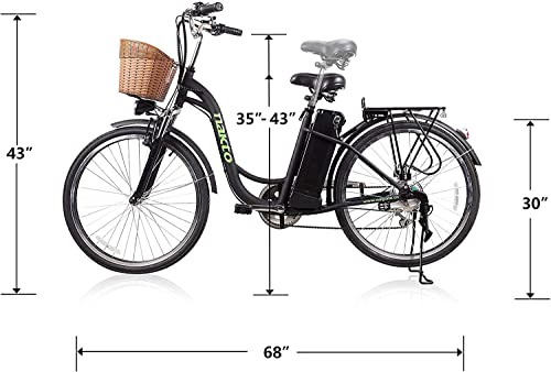 Electric Bicycle 350W City Cruiser Electric Bike 26" Women&Men Brushless Gear Motor Ebike with Removable Waterproof Large Capacity 36V10A Lithium Battery and Commuter 6 Speed Gear E-Bike