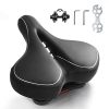 Wide Bike Seat, Oversized Comfort Bike Seats for Women and Men with Dual Shock Absorbing Ball Universal Fit for Exercise Bike and Outdoor Bikes Suspension