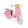 Janod Mademoiselle Pink Scooter Balance Bike – Retro-Style Adjustable Wooden Beginner Bike with Ergonomic Handles - Encourages Kids Balance and Coordination - Ages 3+