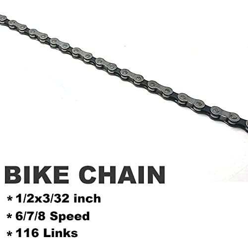 Bike Chain 6/7/8 Speed Bicycle Chain 1/2 x 3/32 Inch, 116 Links