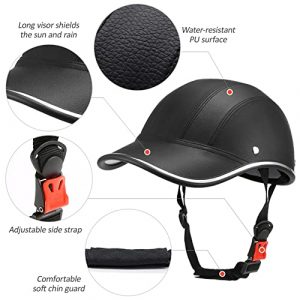 Bike Baseball Helmets-Cycling-Bicycle Helmet Adults - ABS Leather Cycling Safety Helmet with Adjustable Strap for Adult Men Women Black (Size: 11.2-5.5in) (Black, One Size)