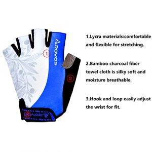 ROVOS Women's Cycling Gloves Bike Gloves Bicycle Gloves 5mm Shock Absorbing Pads Half Finger Mountain Biking Sports Gloves for Women (Royal Blue,Medium)