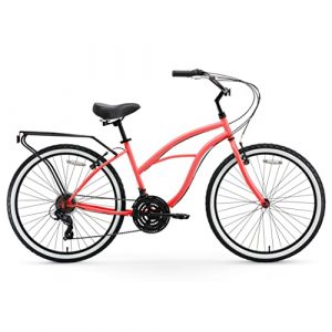sixthreezero Around The Block Women's Beach Cruiser Bicycle, 21-Speed, 26" Wheels, Coral Pink