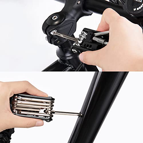 WOTOW Bike Repair Tool Kit Saddle Bag Set, Bicycle 14 in 1 Multitool with Chain Breaker Hex Key Wrench & Under Seat Pouch Pack Tire Levers Cycling Maintain Accessories for Road Mountain