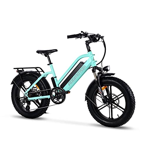 Addmotor 20" Electric Fat Tire Bike, Step-Thru Women Men Ebike, 750W 28MPH, Adult Ebike with 48V 17.5Ah Removable Battery, Front Suspension Fork, M-50 E Bikes, Mountain Beach Snow Electric Bicycle
