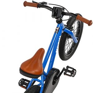 Petimini 18 Inch Kids Bike for 5 6 7 8 Years Old Little Boys Retro Vintage BMX Style Bicycles with Training Wheels and Bell, Blue