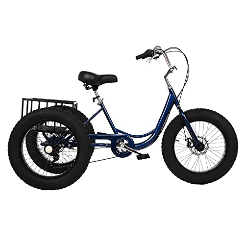 Ongmies Adult Tricycle Bikes 20" with Basket, 3 Wheels Cruise Trike, 1/7 Speed 3-Wheel for Shopping, with Installation Tools, Comfortable Bicycles, for Men and Women, Load Capacity 330 lbs (Black-20)