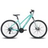 Hiland 700C Hybrid Bicycle with Suspension Fork Aluminum City Commuter Comfort Bike Mint Green