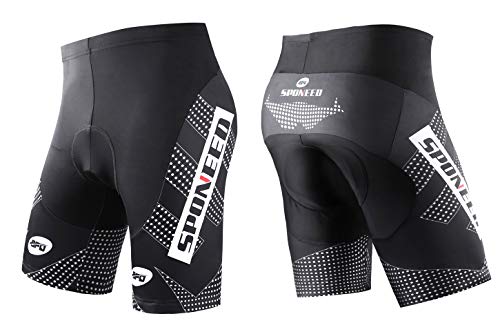 SPONEED Men Bicycle Shorts, Black with White, US L (CN XL)