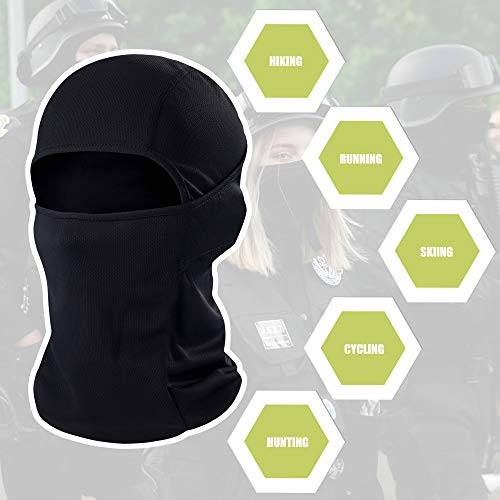 hikevalley Balaclava Face Mask Adjustable Windproof UV Protection Hood (Black)
