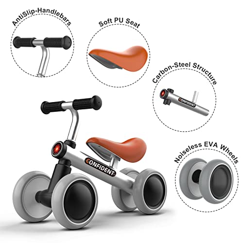 Baby Balance Bike for 1 Year Old Boys Girls, Riding Toys for Toddlers, No Pedal Bicycle, 12-36 Months Kids First Bike, Best Gift for Birthday, Christmas, Halloween(Grey Rocket)