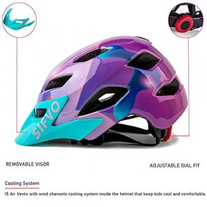 Kids Helmet, SIFVO Kids Bike Helmet Boys and Girls Bike Helmet with Cool Visor Helmet for Kids 5-14, Kids Bike Helmets Youth Bike Helmet Adjustable & Lightweight（50-57CM