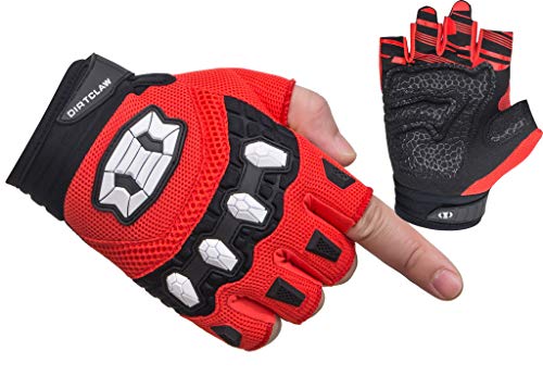 Seibertron Dirtclaw Adult BMX MX ATV MTB Road Racing Mountain Bike Bicycle Cycling Off-Road/Dirt Bike Gel Padded Anti - Slip Palm Fingerless Gloves Motorcycle Motocross Sports Gloves Red S