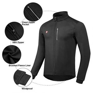 Przewalski Cycling Bike Jackets for Men Winter Thermal Running Jacket Windproof Breathable Reflective Softshell Windbreaker (Small,Black)