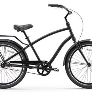 sixthreezero EVRYjourney Men's 7-Speed Hybrid Cruiser Bicycle, Matte Black w/Black Seat/Grips, 26" Wheels/19 Frame (630036)