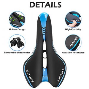 YOHIA Mountain Bike Seat, Comfort Exercise Bicycle Saddle Replacement for Women Men ,Wide Bike Seat with Dual Shock Absorbing Ball - Compatible with Mountain Bike, Road Bicycle (BU)