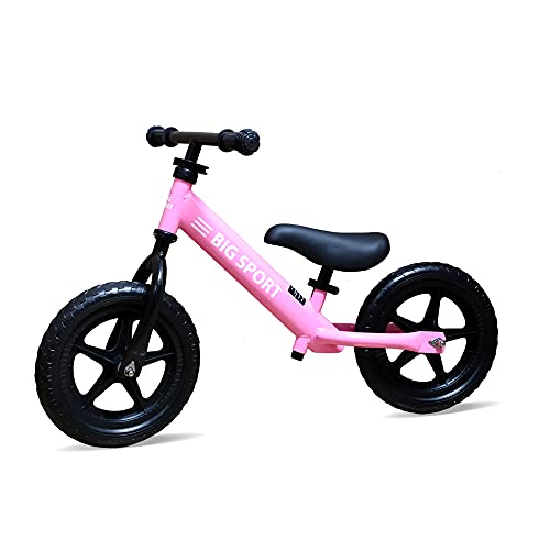Big Sport Lightweight 12 Inch Balance Bike 2-5 Years Old - Starter Bikes for Toddlers with No Pedal - Adjustable Seat and Handlebars - Puncture-Free Tire (Pink)