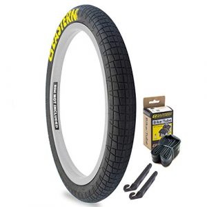 Eastern Bikes Throttle 20 inch BMX Tires Available with or Without Tubes, 2.2, 2.3 and 2.4 Inch Widths, White or Yellow Logo. (2.2