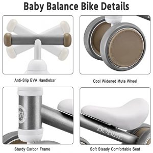 Bobike Baby Balance Bike Toys for 1 Year Old Gifts Boys Girls 10-24 Months Kids Toys Toddler Best First Birthday Gift Children Walker No Pedal Infant 4 Wheels Bicycle(Silver)