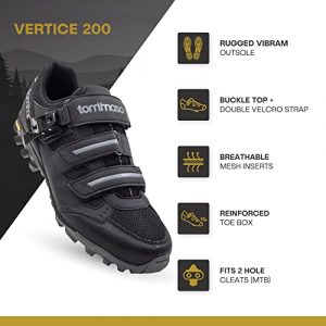 Tommaso Vertice 200 Men’s All Mountain Vibram Sole Mountain Bike Shoes with Buckle - 43