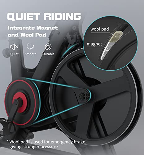 BANCON Magnetic Resistance Exercise Bike Indoor Cycling Bike Stationary Zwift Bluetooth Quiet Belt Drive Hidden Flywheel (Black)