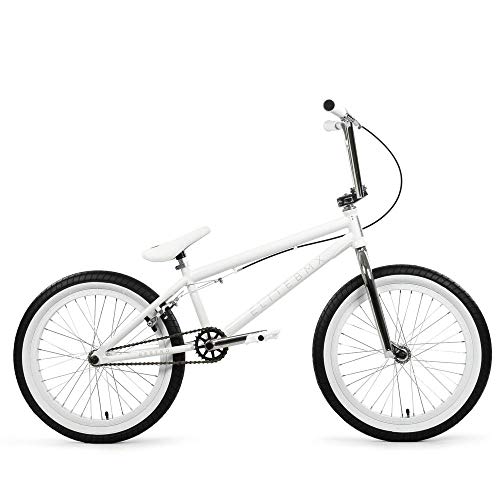 Elite BMX Bicycle 20" & 18” Destro Model Freestyle Bike - 3 Piece Crank (White Chrome, 20")