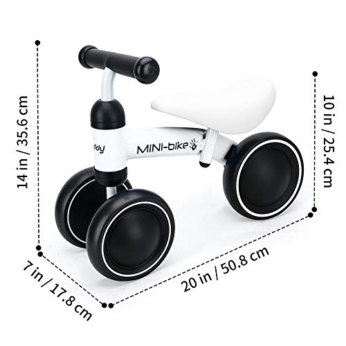 Baby Balance Bike Walker Toy Toddler Bicycle Tricycle, Best First Birthday Gift for Girl and boy in 1 to 2 Years Old,Ride on Toys for Kids, Little Child's Riding Vehicle White