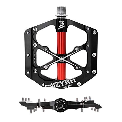 MZYRH Mountain Bike Pedals Non-Slip Alloy Flat Pedals 9/16" 3 Bearing for Road BMX MTB Fixie Bikes