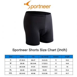 Sportneer Men's 3D Padded Bicycle Cycling Underwear Shorts w/ Anti-Slip Design, Breathable & Adsorbent, M Black