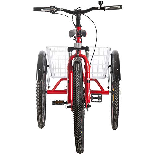 Barbella Adult Mountain Bike, 7 Speed Three Wheel Bike Mountain Tricycle Adult Tricycle Cruiser Trike, 24/26/27.5 Inch Adults Trikes with Shopping Basket, Exercise Men's Women's Tricycles